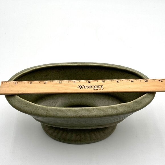 Vintage Haeger Pottery Green Oval Compote Planter Mid Century - Picture 14 of 16
